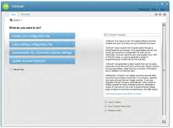 123Scan² Start screen with an inline help and video tutorial panel open on the right